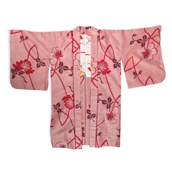 Vintage Japanese Haori Jacket in Floral Silk Blend Shibori ~ S/M - Picture 1 of 11